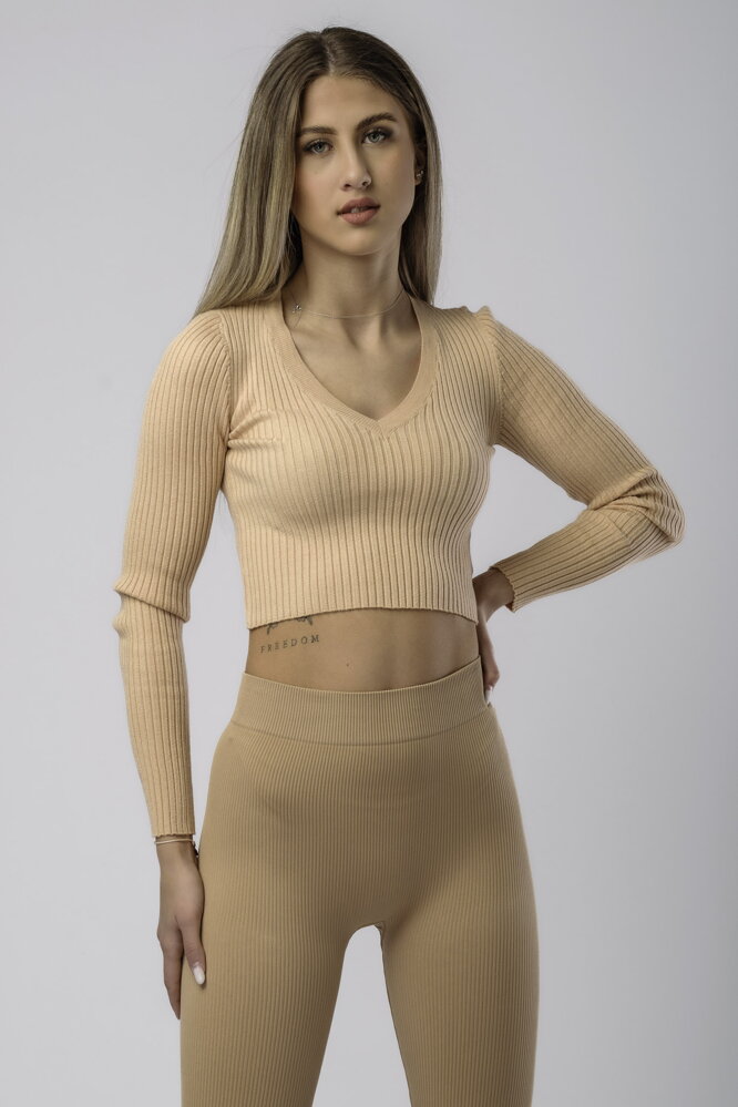 Svetlohnedý crop top Holly